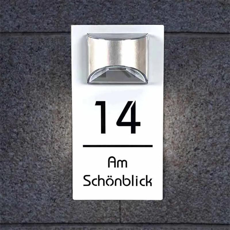 Personalisierte Solar-Hausnummernschilder, moderne LED-Hausnummernschilder für den Außenbereich