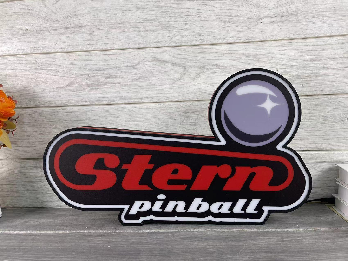 Stern Pinball Logo 3D Printed LED Lightbox Game Lightbox Logo 3D LED L ...