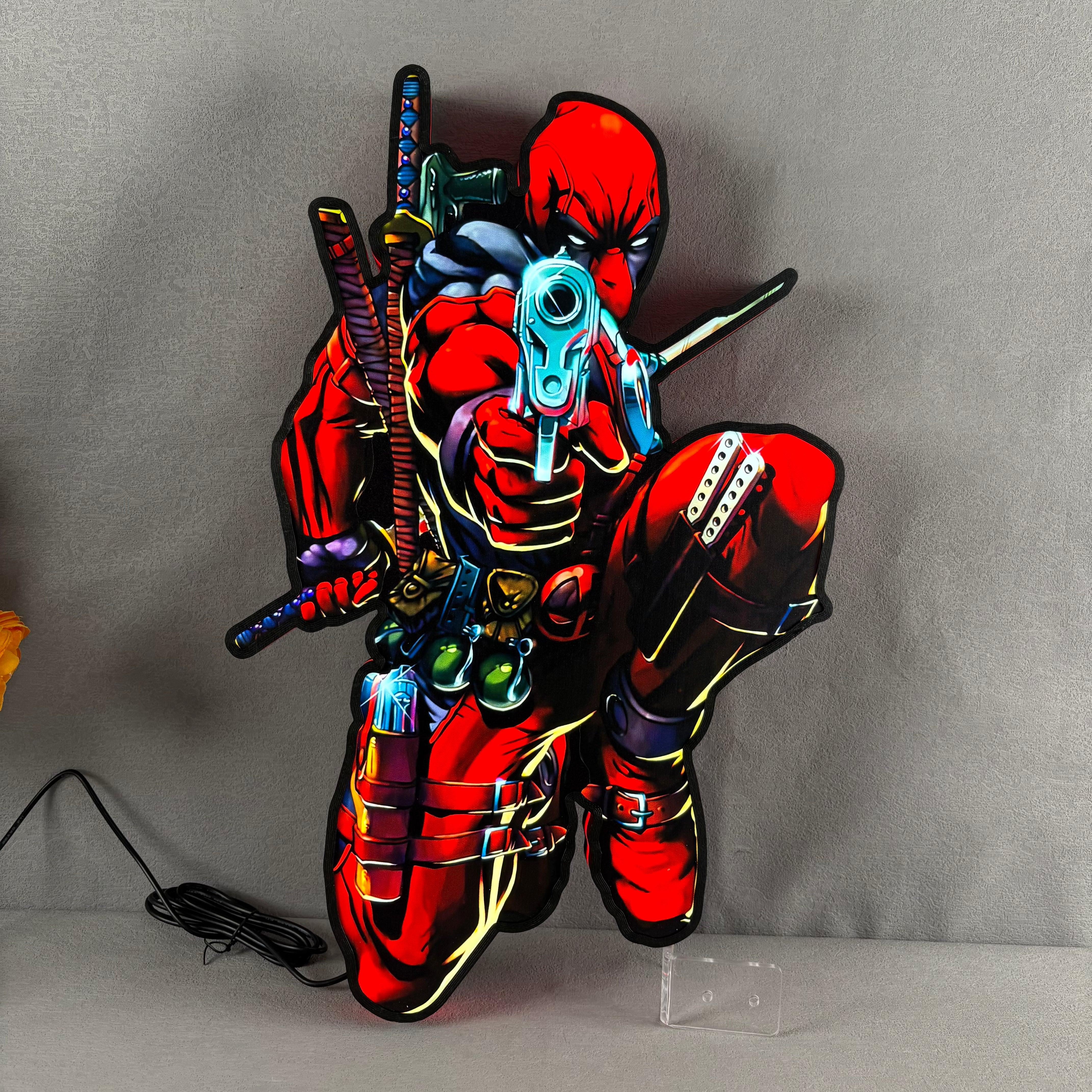Deadpool Led Mask Custom Deadpool Design LED Lightbox Illuminate Your Space with Awesome ...