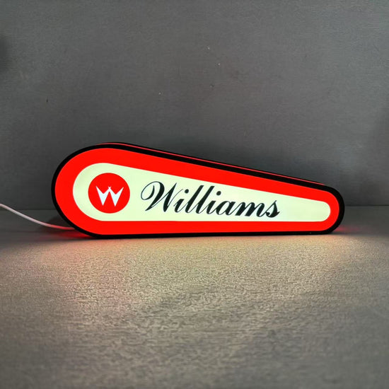 Williams Logo Led lightbox for Williams Pinball Machine, 3D Printed Lightbox USB Powered & Full Dimmable