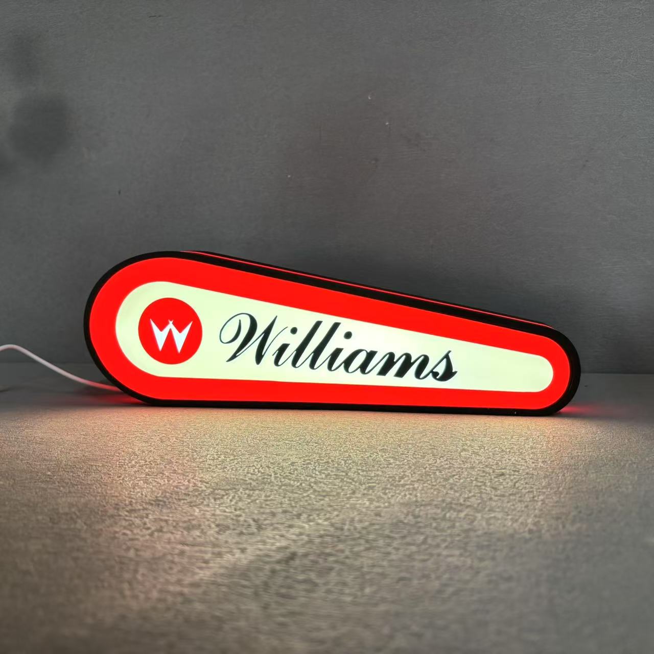 Williams Logo Led lightbox for Williams Pinball Machine, 3D Printed Lightbox USB Powered & Full Dimmable