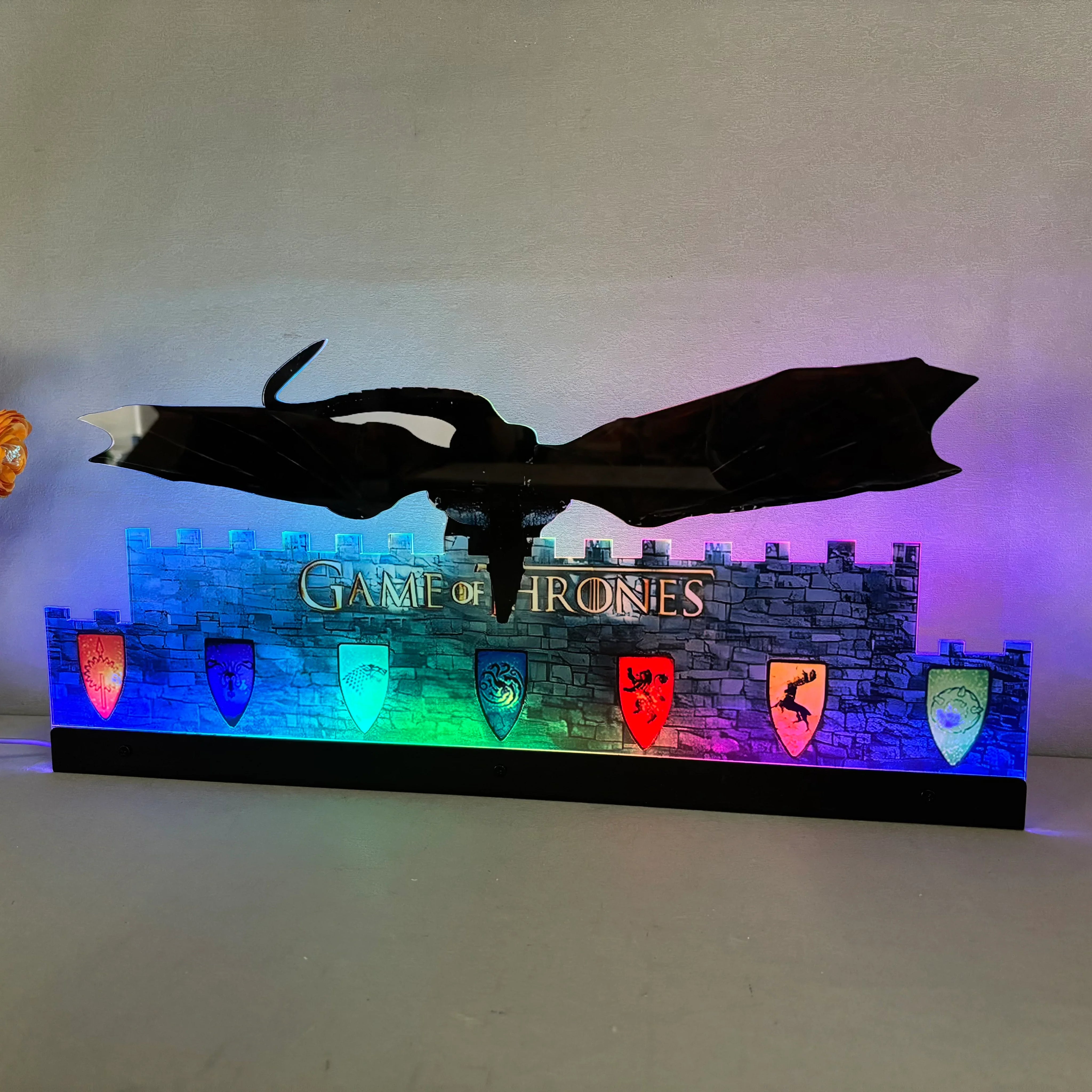 Décoration LED 3D en acrylique Game of Thrones pour flipper Stern