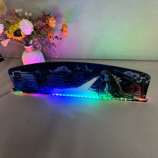 Godzilla 70th Anniversary Pinball Acrylic LED Topper, for Pinball Machine, Pinball Topper