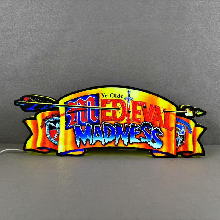 Medieval Madness Logo Led lightbox for Pinball Machine, 3D Printed Lightbox USB Powered & Full Dimmable