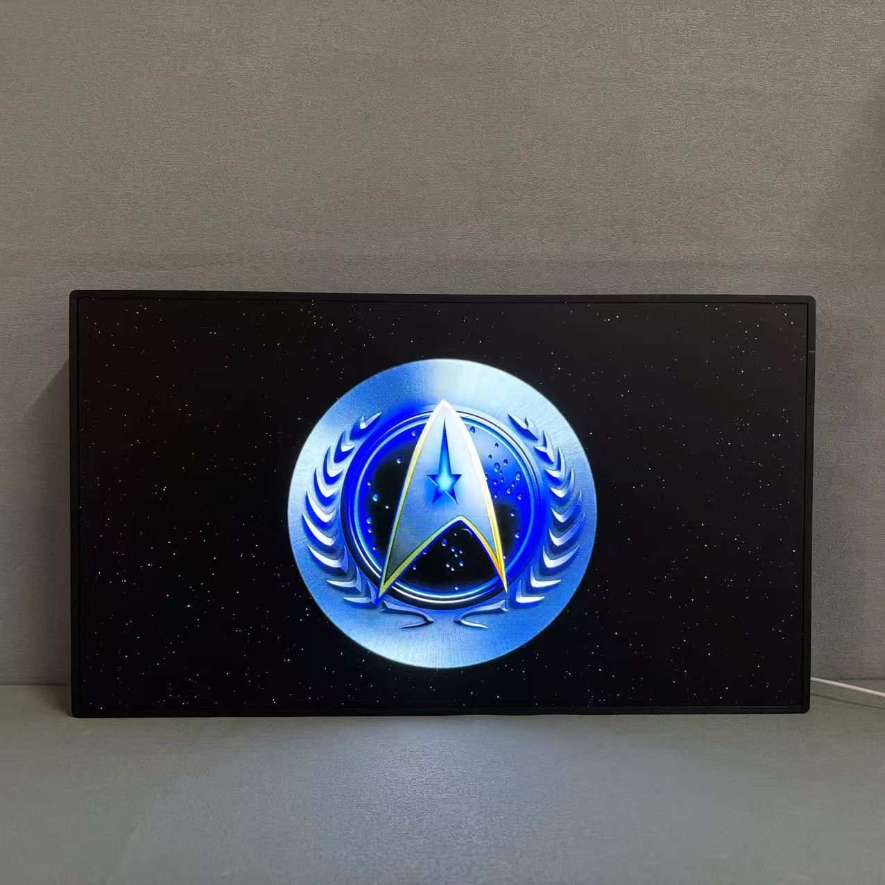Star Trek Logo Custom Pinball Topper 3D Printed Lightbox Powered by USB Band Dimm Wall Art Decor Man's Cave