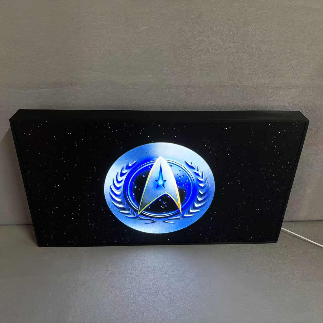 Star Trek Logo Custom Pinball Topper 3D Printed Lightbox Powered by USB Band Dimm Wall Art Decor Man's Cave