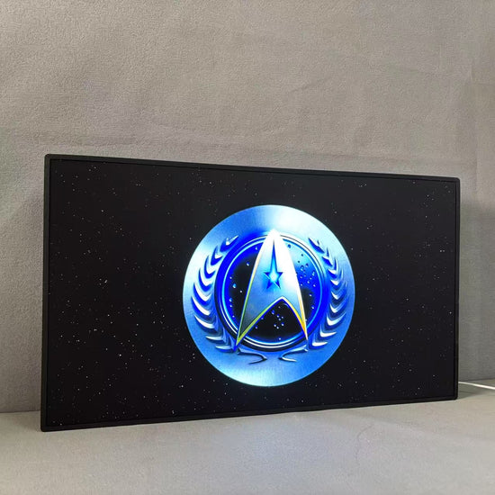 Star Trek Logo Custom Pinball Topper 3D Printed Lightbox Powered by USB Band Dimm Wall Art Decor Man's Cave