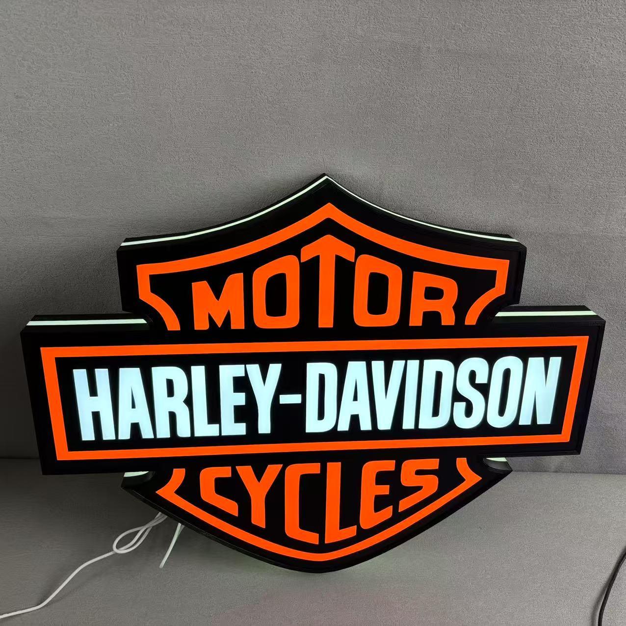 Harley Davidson LED Light Box, Motorcycle Garage Led Sign, Bar
