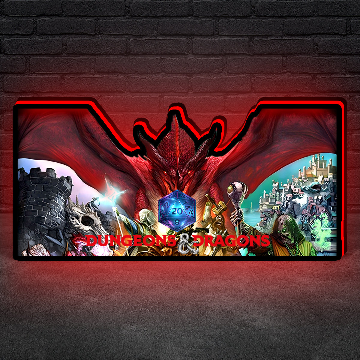 Dungeons and Dragons Pinball Topper LED Light Box, Game Room Decor, Classic Spooky Trinket for Your Game, TV Enthusiasts）