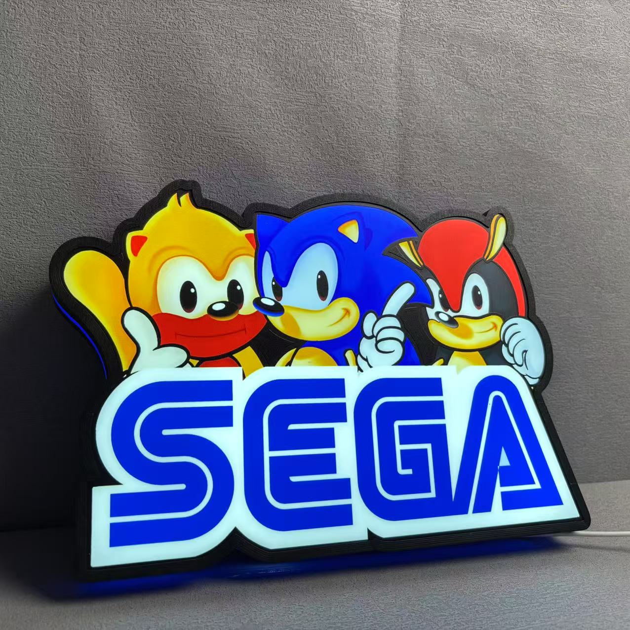 SegaSonic the Hedgehog 3D Printed LED Lightbox Game Lightbox