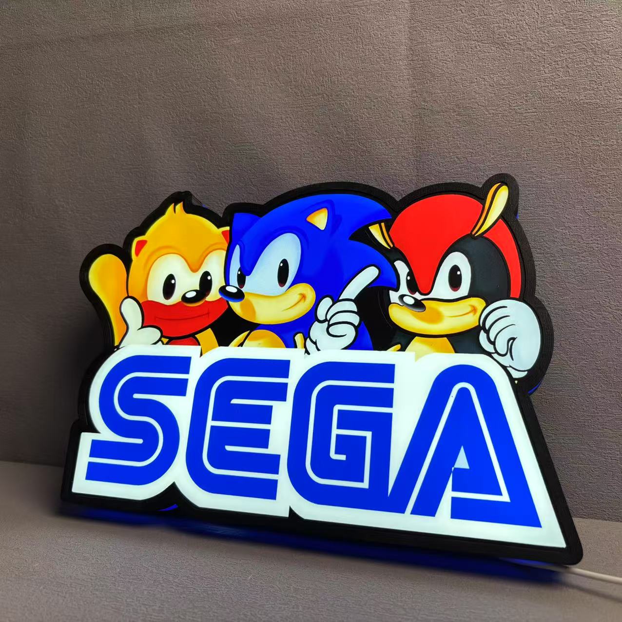SegaSonic the Hedgehog 3D Printed LED Lightbox Game Lightbox