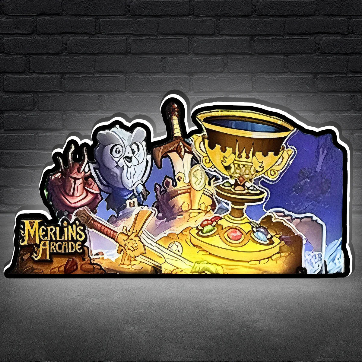 Merlins Logo-LED-Leuchtkasten für Flipperautomaten, 3D-gedruckter Leuchtkasten, USB-betrieben und stufenlos dimmbar