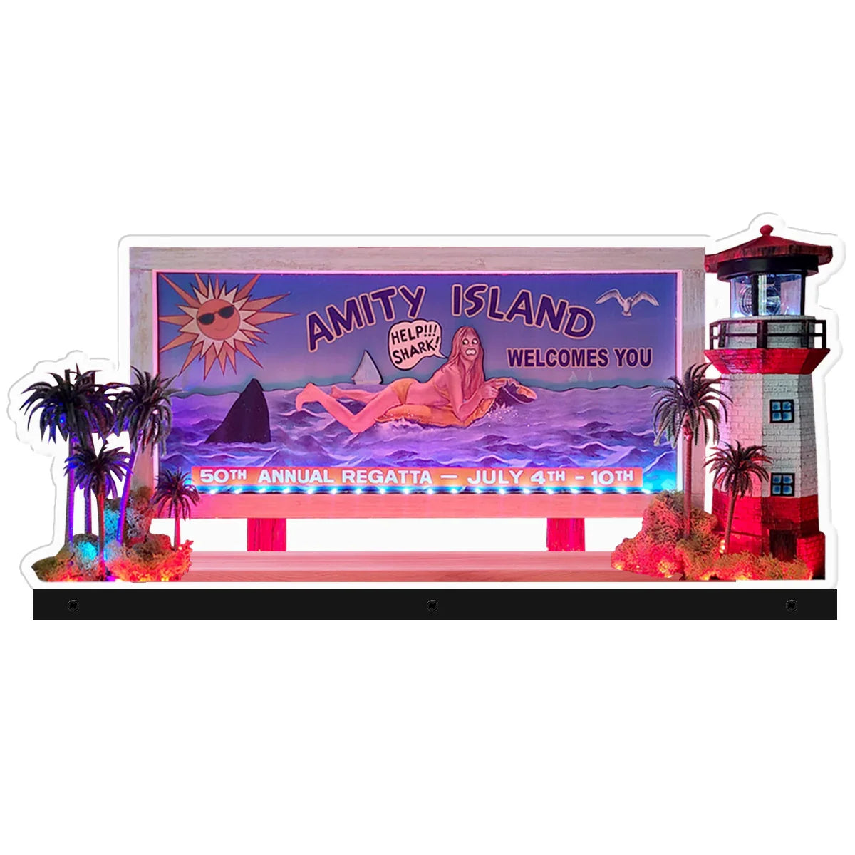 Jaws Pinball Topper 3D Acrylic LED Topper, For  Pinball Mahine, Man's Cave