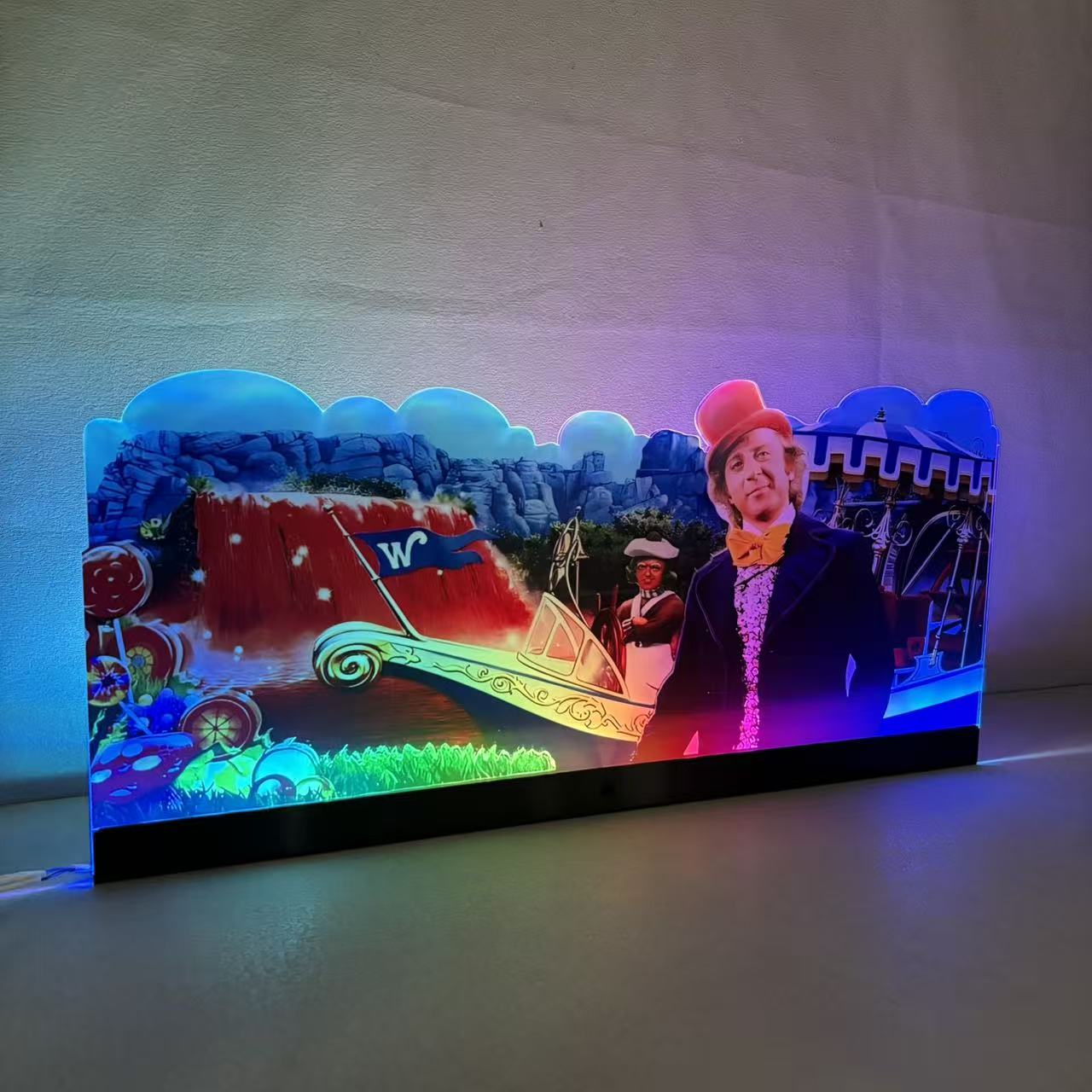 Willy Wonka and the Chocolate Factory Lit Topper 3D Acrylic LED Topper, For Jersey Jack Pinball Mahine, Pinball Topper