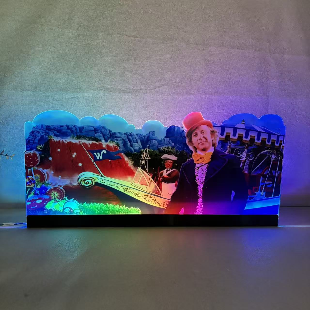 Willy Wonka and the Chocolate Factory Lit Topper 3D Acrylic LED Topper, For Jersey Jack Pinball Mahine, Pinball Topper