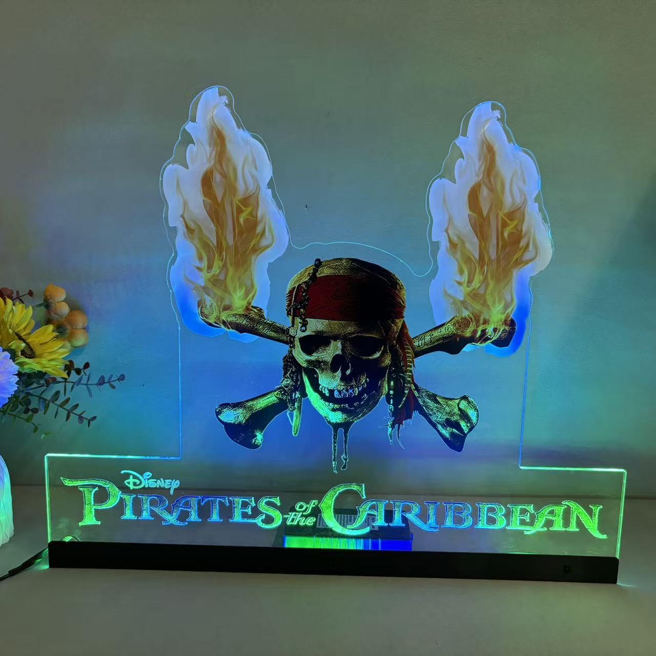Décoration de flipper Pirates des Caraïbes en acrylique à LED RVB, pour machine de flipper Jersey Jack JJP