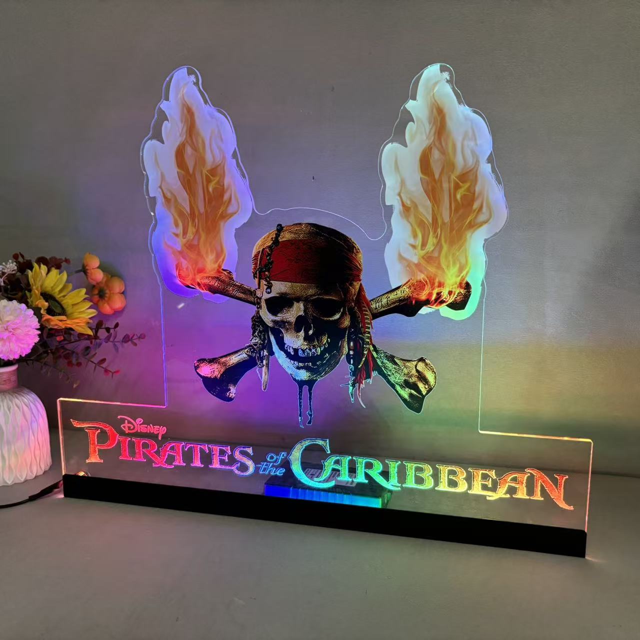 Décoration de flipper Pirates des Caraïbes en acrylique à LED RVB, pour machine de flipper Jersey Jack JJP