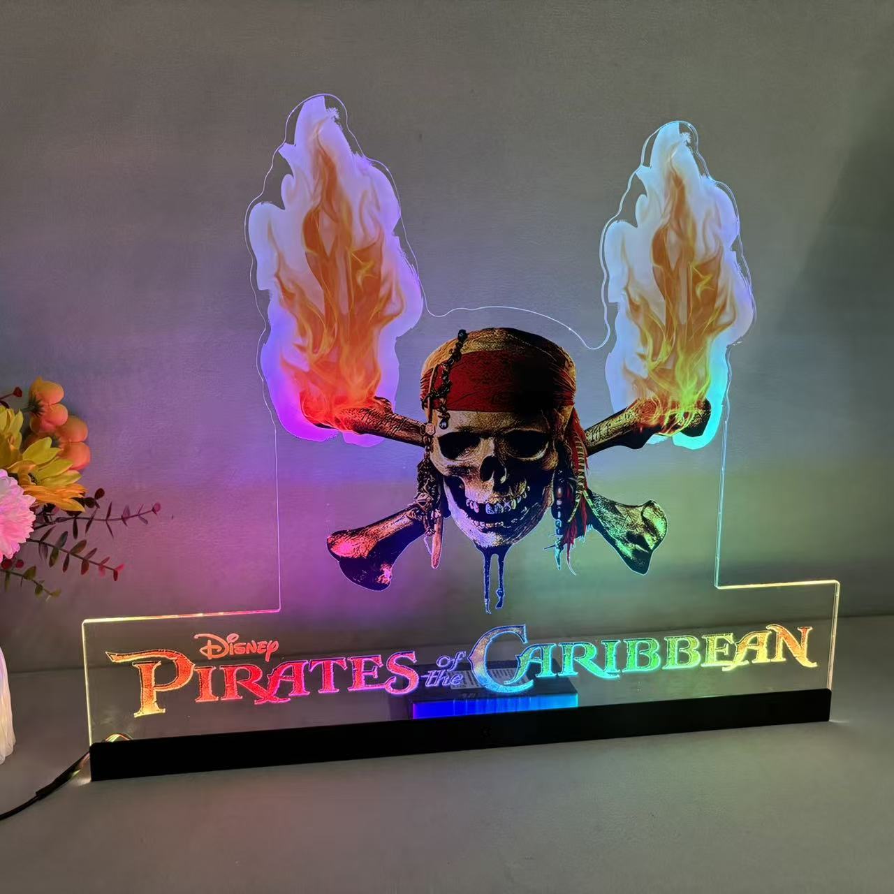 Décoration de flipper Pirates des Caraïbes en acrylique à LED RVB, pour machine de flipper Jersey Jack JJP