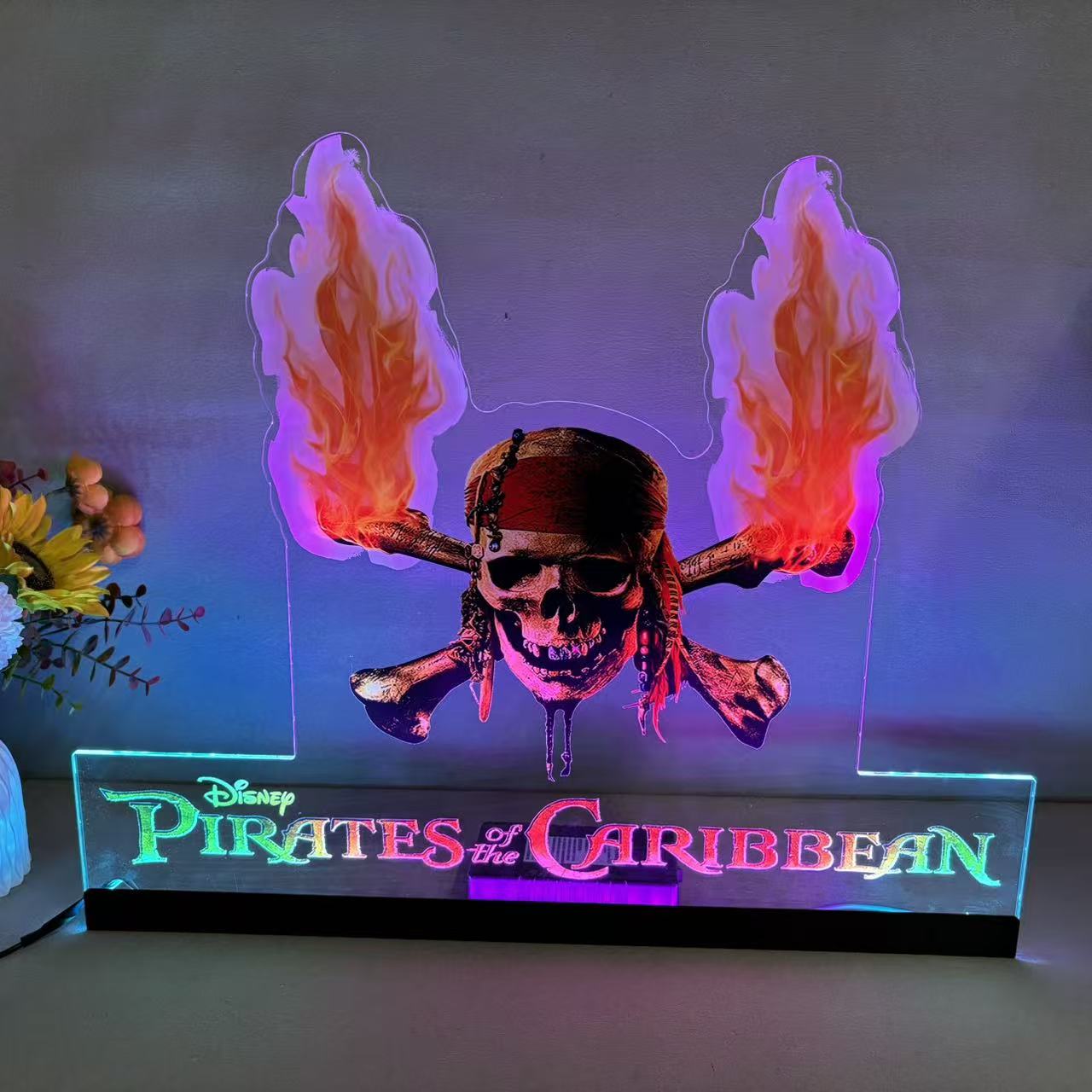 Décoration de flipper Pirates des Caraïbes en acrylique à LED RVB, pour machine de flipper Jersey Jack JJP