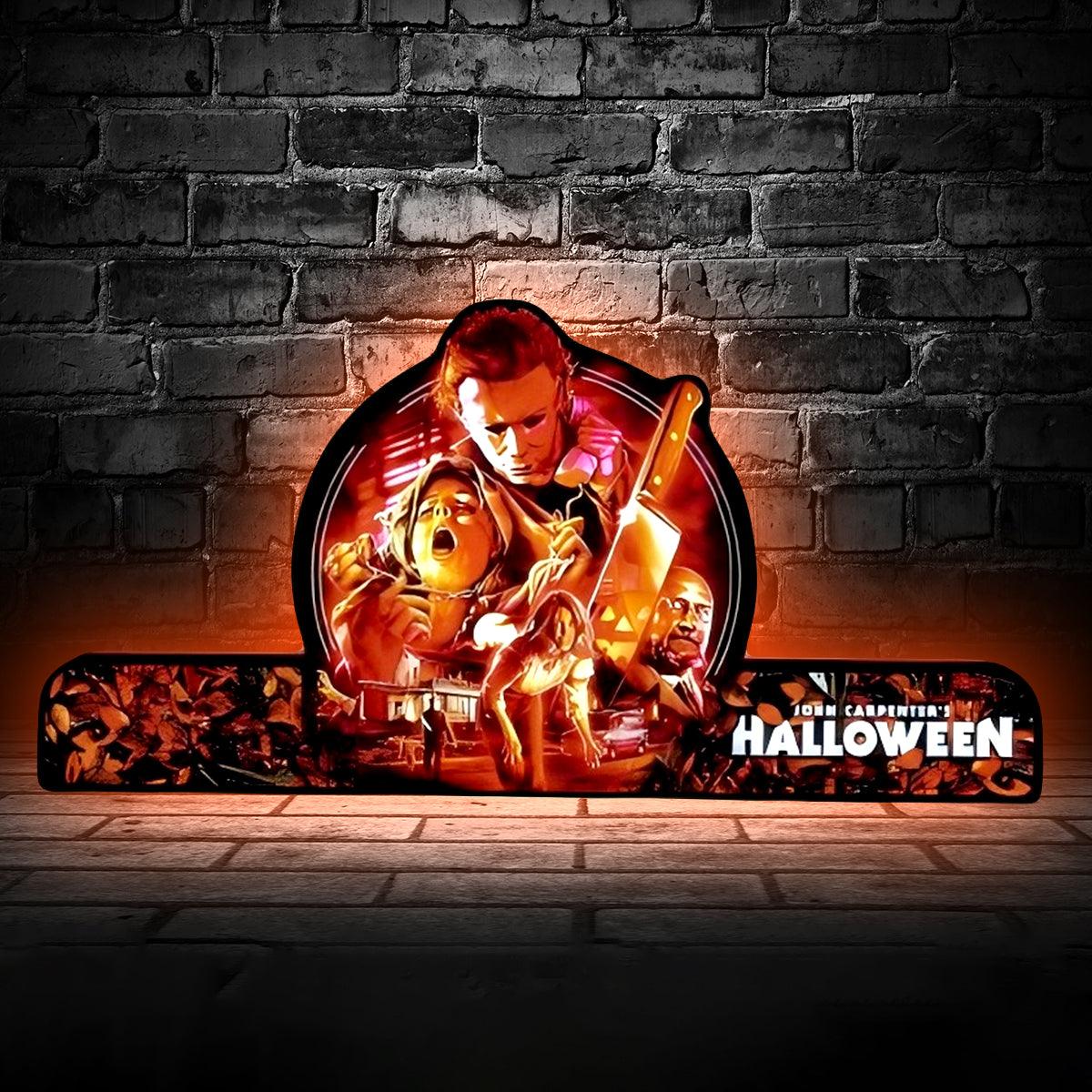 Seltener und gruseliger Halloween-Flipperautomaten-Aufsatz mit LED-USB-Dimmer, perfekt für Spielzimmer oder Flipperautomaten, Halloween-Dekoration 