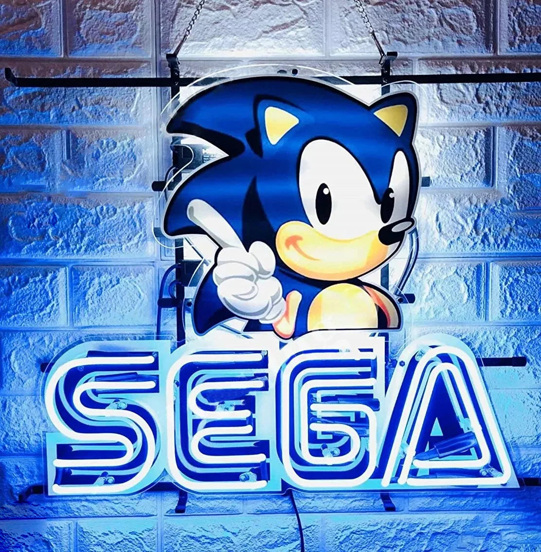 Queen Sense 20"x16" Segas Arcade Neon Sign USB Powered for Kids Room Decor,Insert Coin to Play Neon Sign Dimmable LED Neon Light Sign for Playroom Light Man Cave Game Room Bar