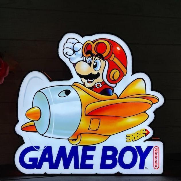Classic Gameboy Super Mario LED Light Box, Perfect for Game Room, Super Mario Sign for Man Cave, Functional Dimmer, 5V, USB Plug In