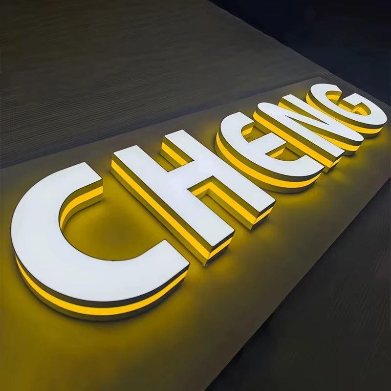 Custom LED Business Logo 3D Illuminated Letters LED Backlit Sign Business Signage Metal 3d Business Sign
