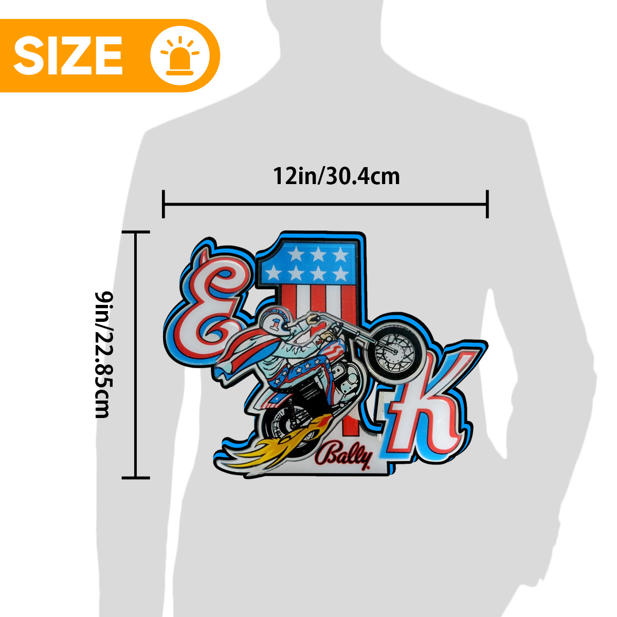 Evel Knievel Pinball Topper 3D Printed Lightbox Powered by USB Band Dimm Man's Cave