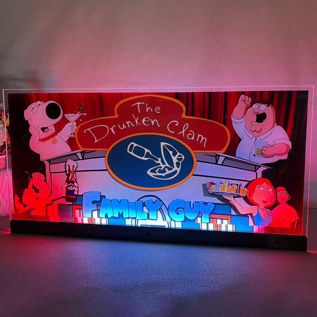 The Drunken Clam 3D Acrylic LED Topper, Family Guy Pinball Topper For  Pinball Mahine, Pinball Topper