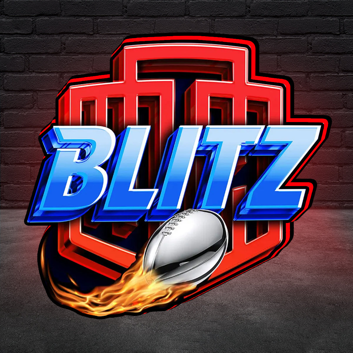 Blitz Logo 3D Printed LED Lightbox for Gaming Room Decor, Classic Arcade Gaming Lightbox