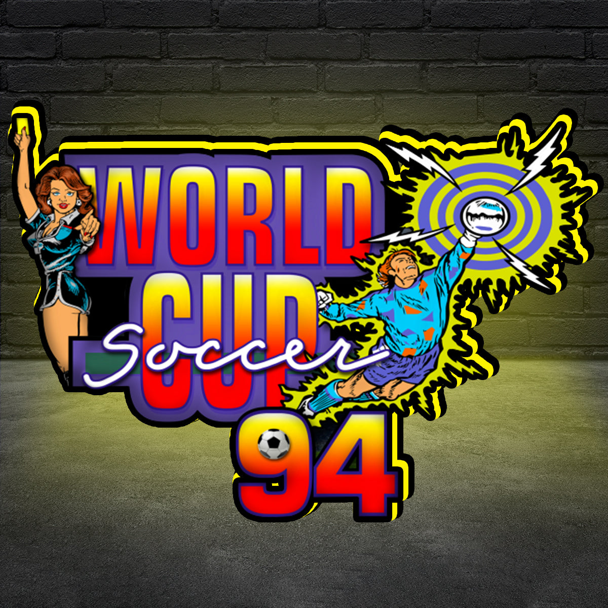 World Cup Soccer 94 Logo 3D Printed Lightbox Powered by USB Band Dimm Man's Cave