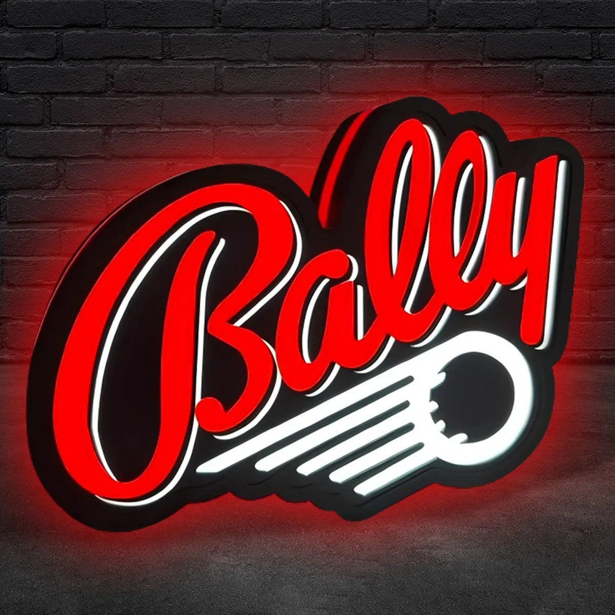 Bally Pinball Logo 3D Printed LED Lightbox Game Lightbox Logo 3D LED Light Box Retro Mega Drive Logo LED Lightbox Arcade Games Lightbox
