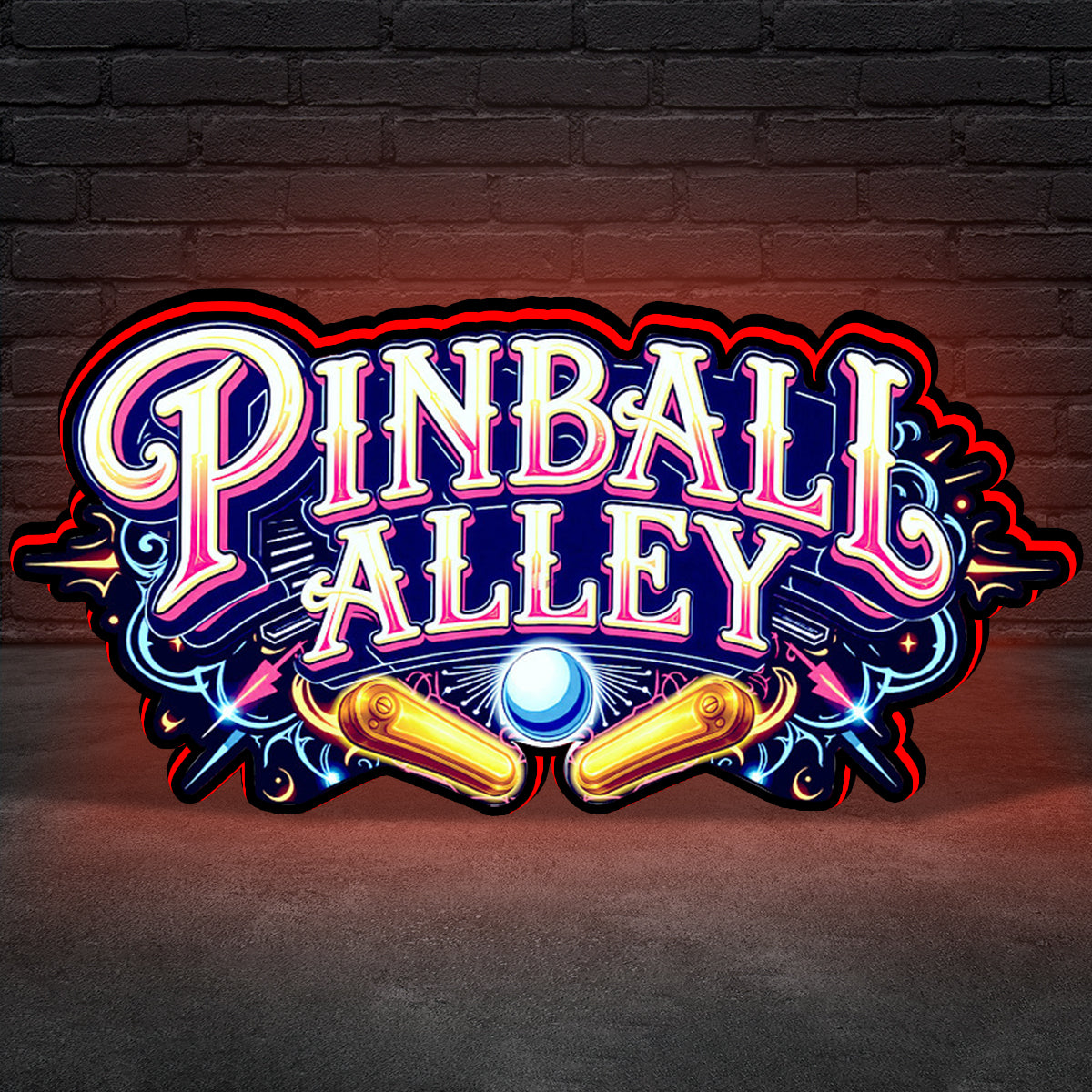 Pinball Alley Flipper-Aufsatz, 3D-gedruckter Leuchtkasten, Arcade-Flipperautomaten-Zubehör für Flipper-Fans, USB-dimmbar 