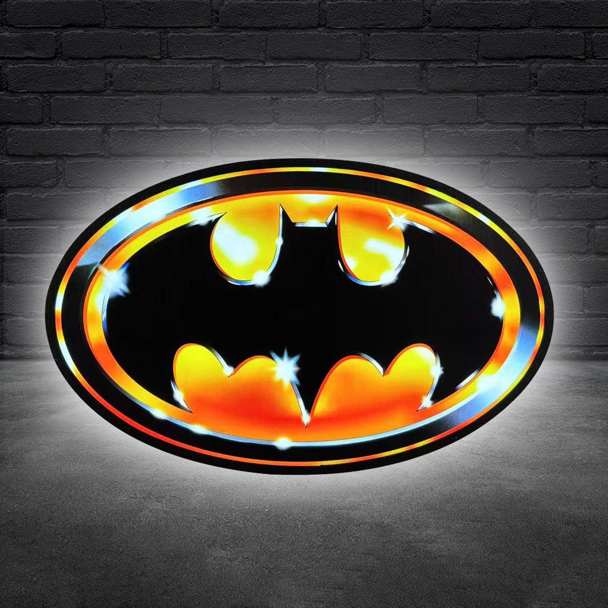 Batman-Logo von 1989 – Klassischer 3D-gedruckter Leuchtkasten, stufenlos dimmbar, ideal als Nachtlicht 