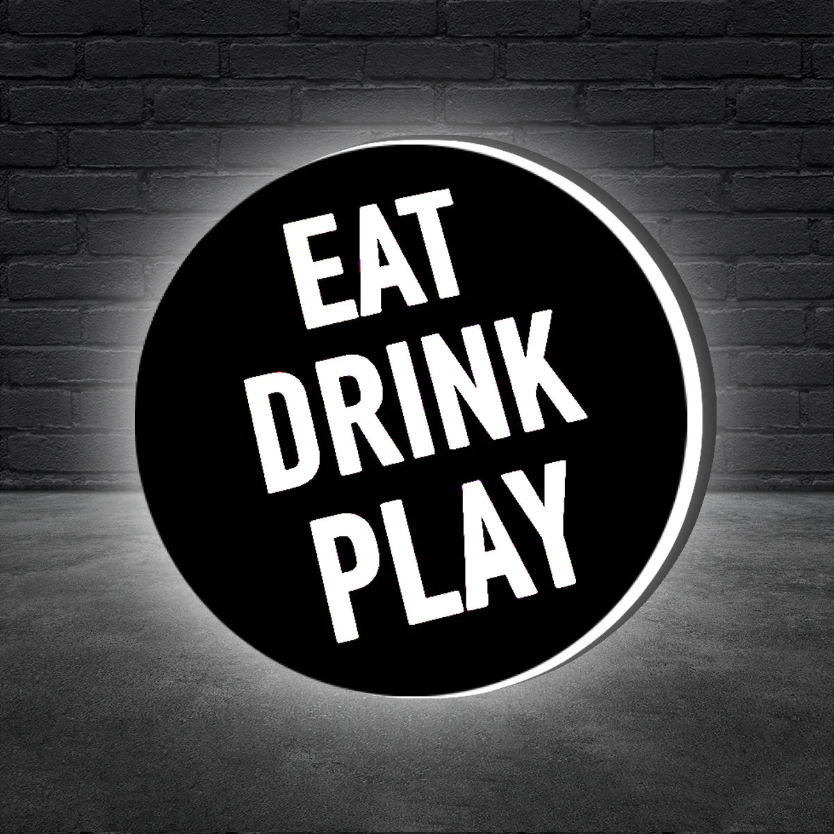Eat Drink Play 3D Printed Lightbox Lamp Light, Logo 3D Printed Lightbox