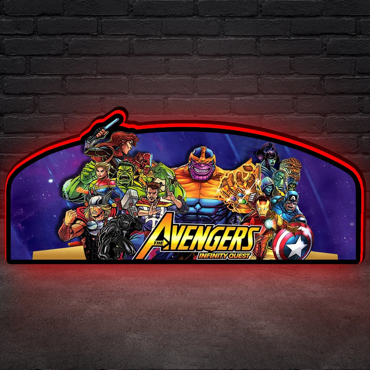 Avengers Pinball Topper, 3D Printed Lightbox Powered by USB Band Dimm Wall Art Decor Man's Cave