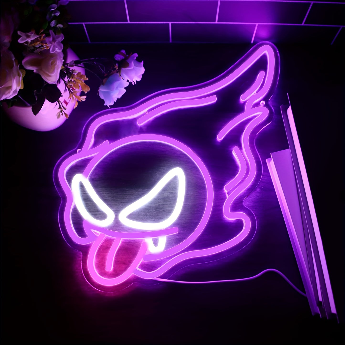 Skeleton Ghost Neon Sign Light 11.8"x11.8" LED Neon Light with On/Off Switch Gaming Neon Sign for Game Room Man Cave Birthday Halloween Decor Christmas Gift