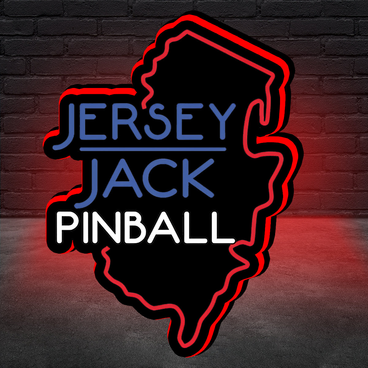 Jersey Jack Pinball Logo Pin-Schild, 3D-gedruckter LED-Leuchtkasten, Spiel-Leuchtkasten-Logo, 3D-LED-Leuchtkasten, Retro Mega Drive Logo LED-Leuchtkasten, Arcade-Spiele-Leuchtkasten