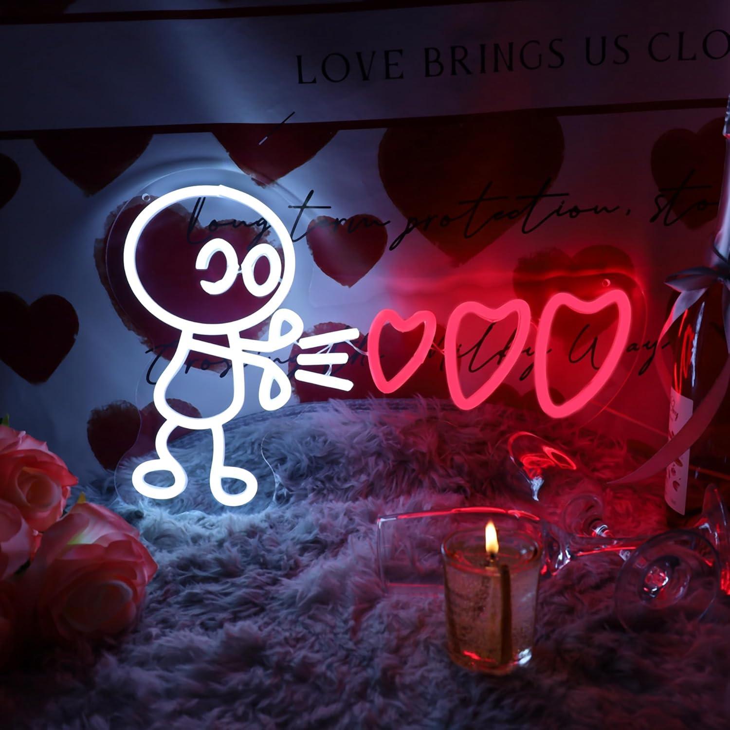 Enseigne néon LED XOXO Saint-Valentin en forme de cœur, alimentée par USB, pour décoration murale 
