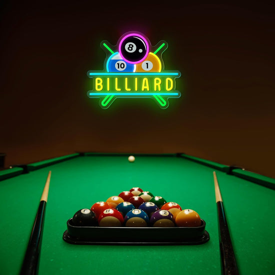 Billiards Neon Sign for Wall Decor Dimmable Billiards Neon Lights for Game Room Party Pub Bar Billiard Club Bedroom Man Cave Decor Billiards Lovers Gift