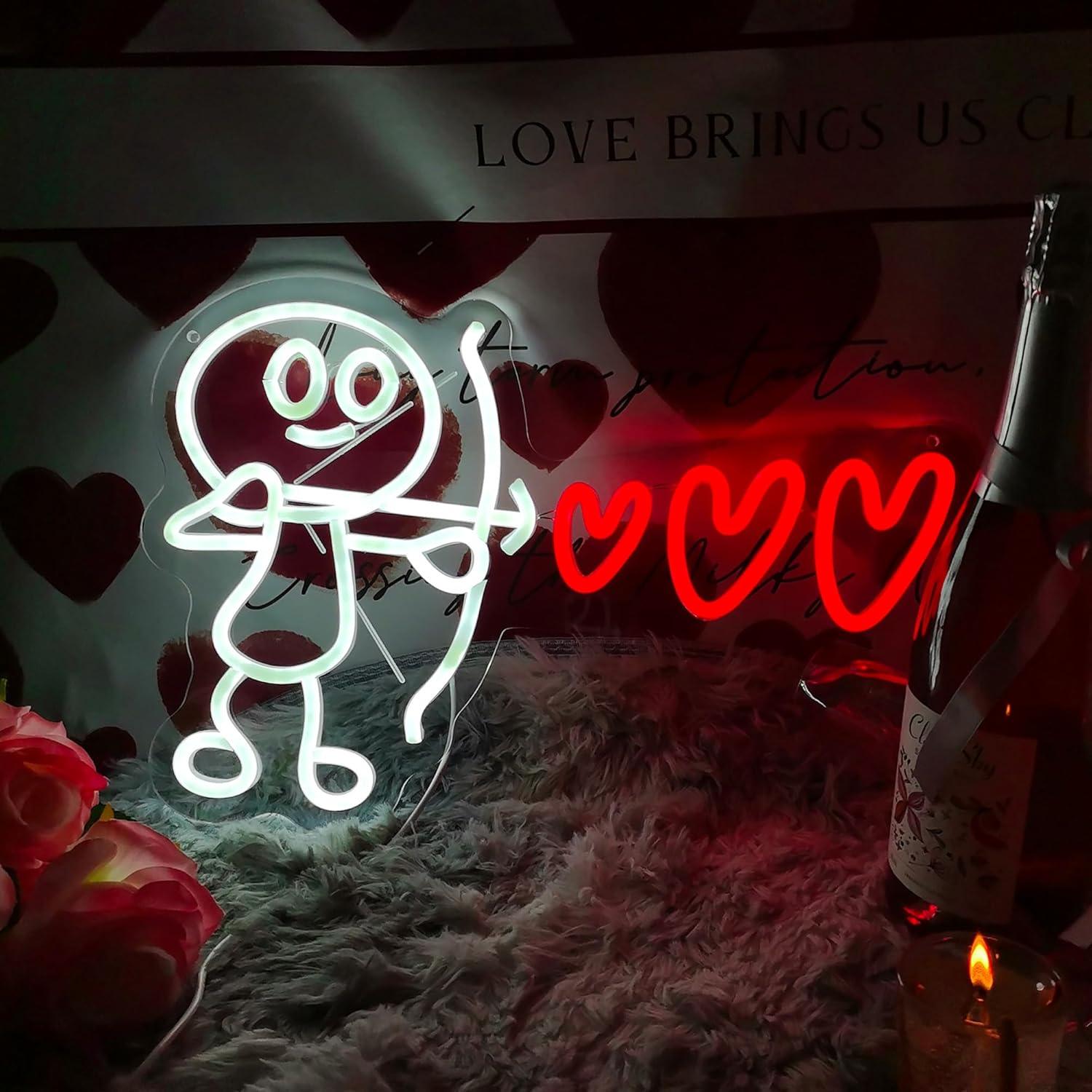 Enseigne néon LED XOXO Saint-Valentin en forme de cœur, alimentée par USB, pour décoration murale 