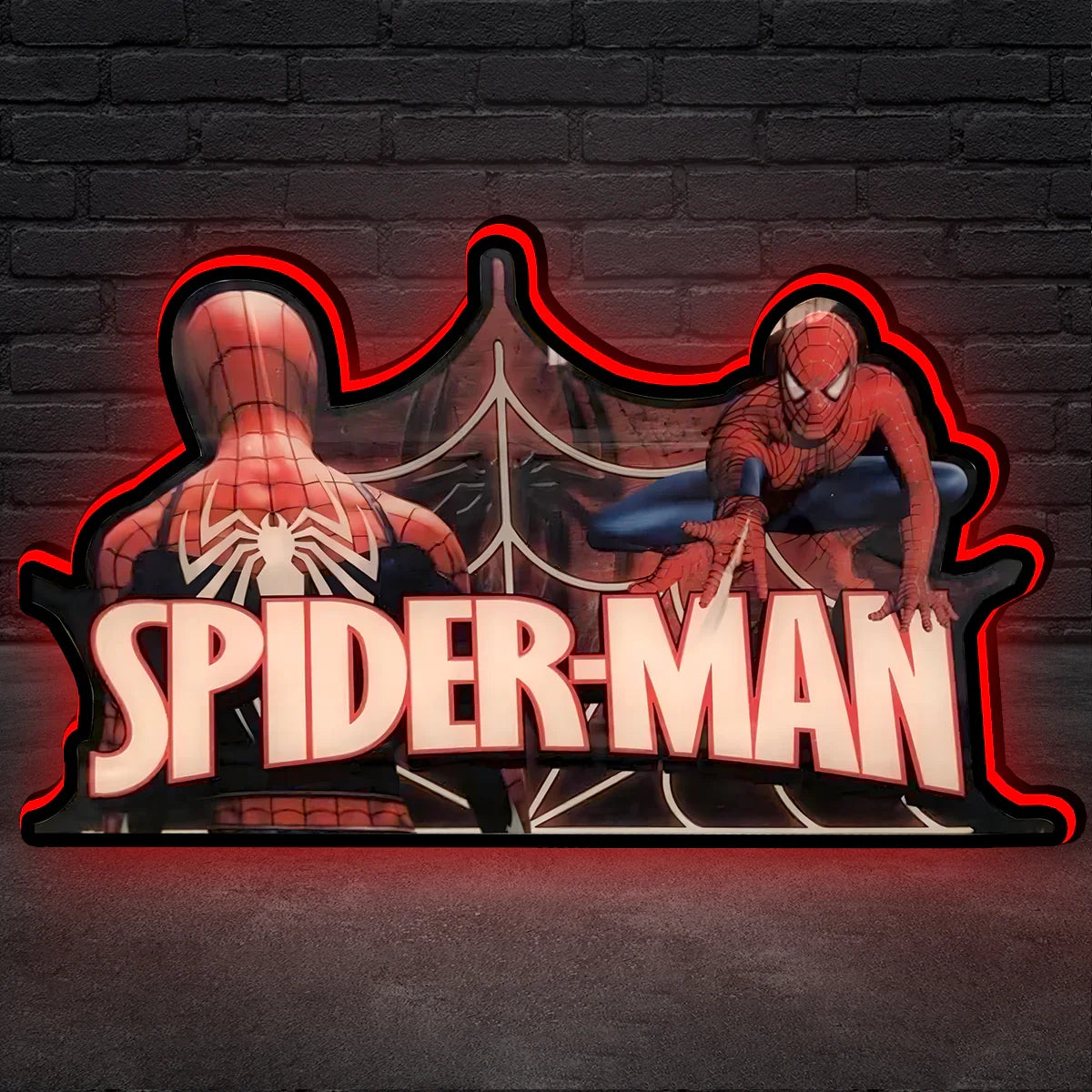 Spider-Man Logo 3D Lightbox Print Alimenté par USB Band Dimm Wall Art Decor Man's Cave