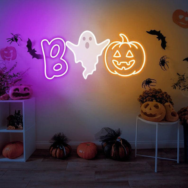 Home Locomotion Boo Halloween LED Wall Art – Multicolor Fabric Canvas With Battery-Powered Lights
