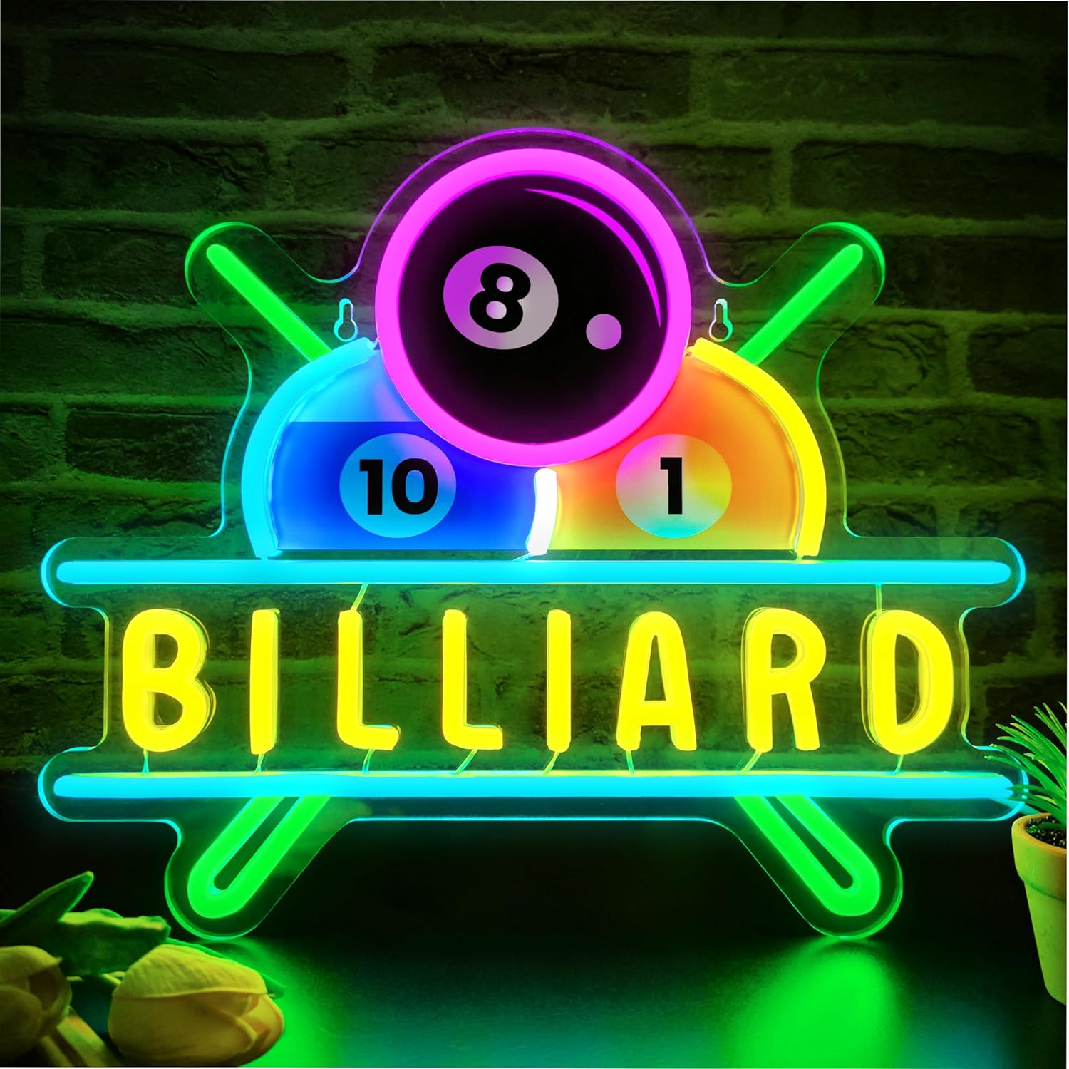 Billiards Neon Sign for Wall Decor Dimmable Billiards Neon Lights for ...