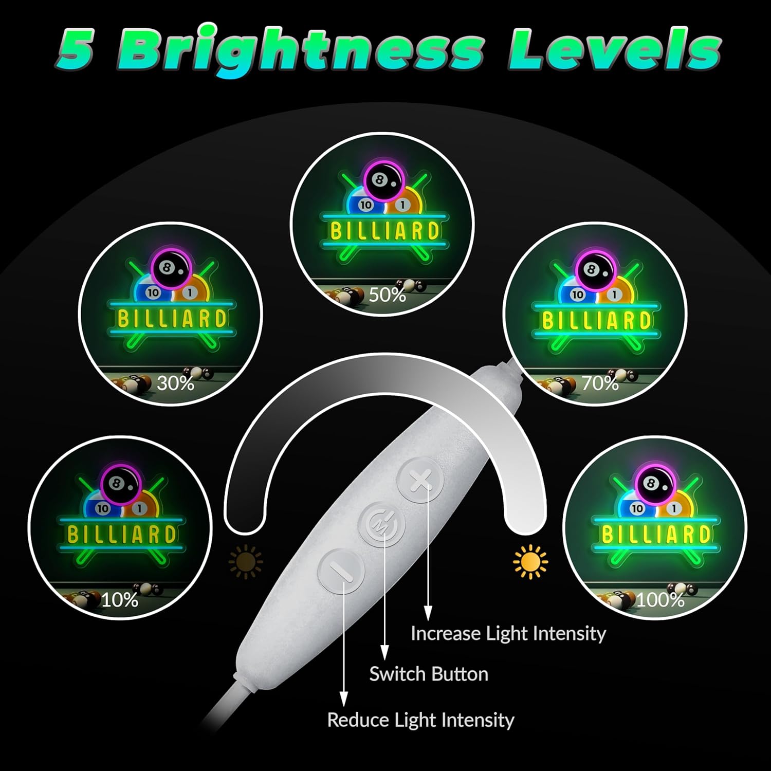 Billiards Neon Sign for Wall Decor Dimmable Billiards Neon Lights for Game Room Party Pub Bar Billiard Club Bedroom Man Cave Decor Billiards Lovers Gift