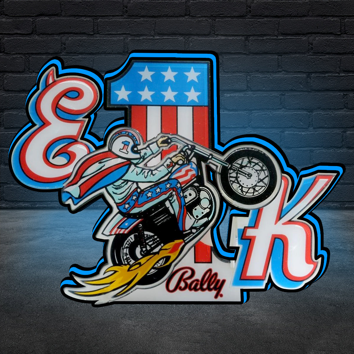 Evel Knievel Pinball Topper 3D Printed Lightbox Powered by USB Band Dimm Man's Cave