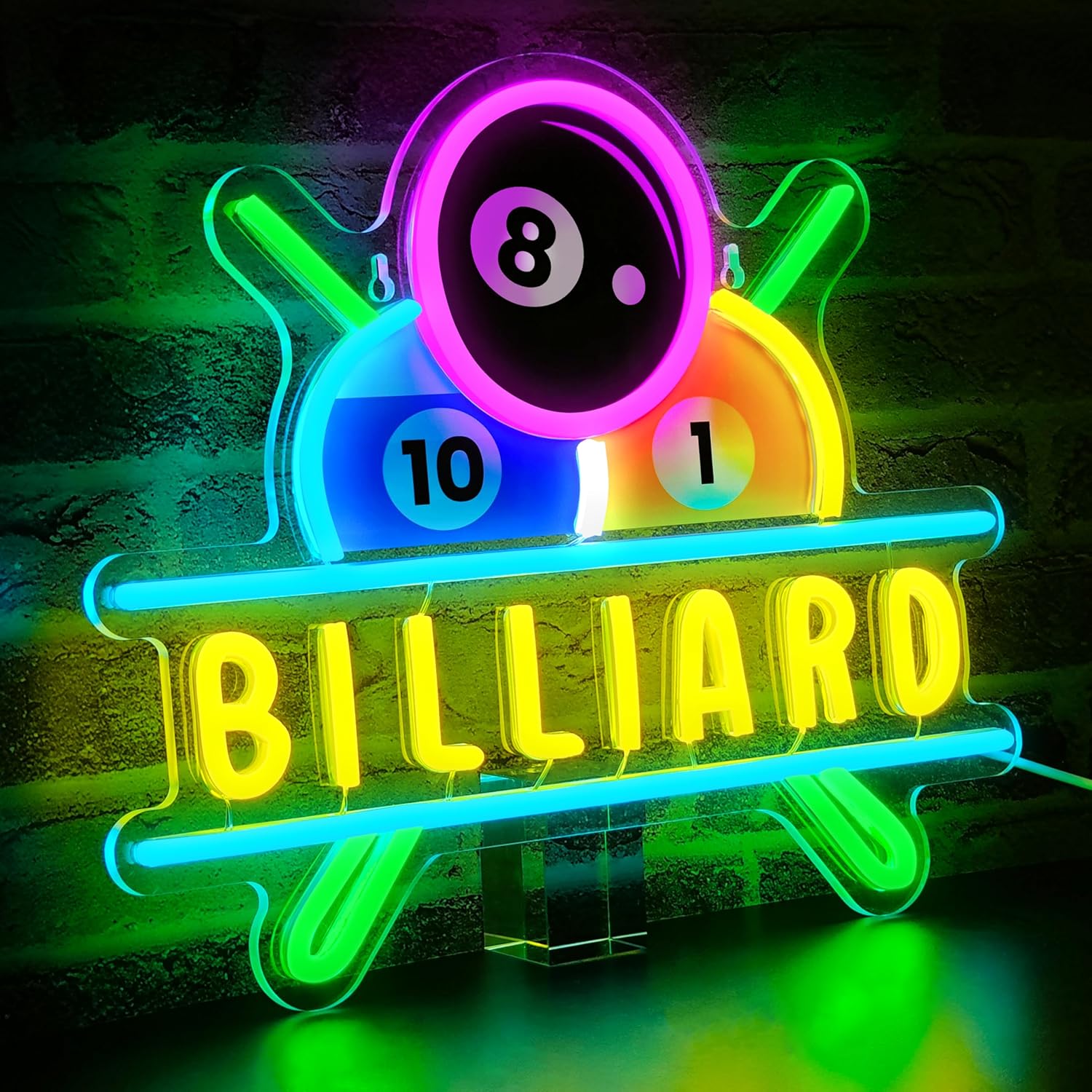 Billiards Neon Sign for Wall Decor Dimmable Billiards Neon Lights for Game Room Party Pub Bar Billiard Club Bedroom Man Cave Decor Billiards Lovers Gift
