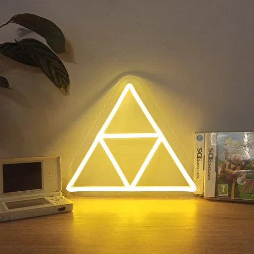 Gaming Triforce Neon fanmade - Video game Triforce Neon Sign handmade in France - Wallart led Light - Trendy neon - dimming control included