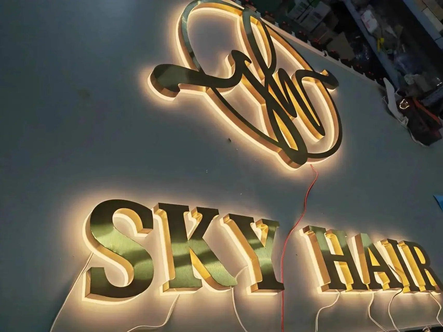 Custom LED Business Logo 3D Illuminated Letters LED Backlit Sign Busi ...