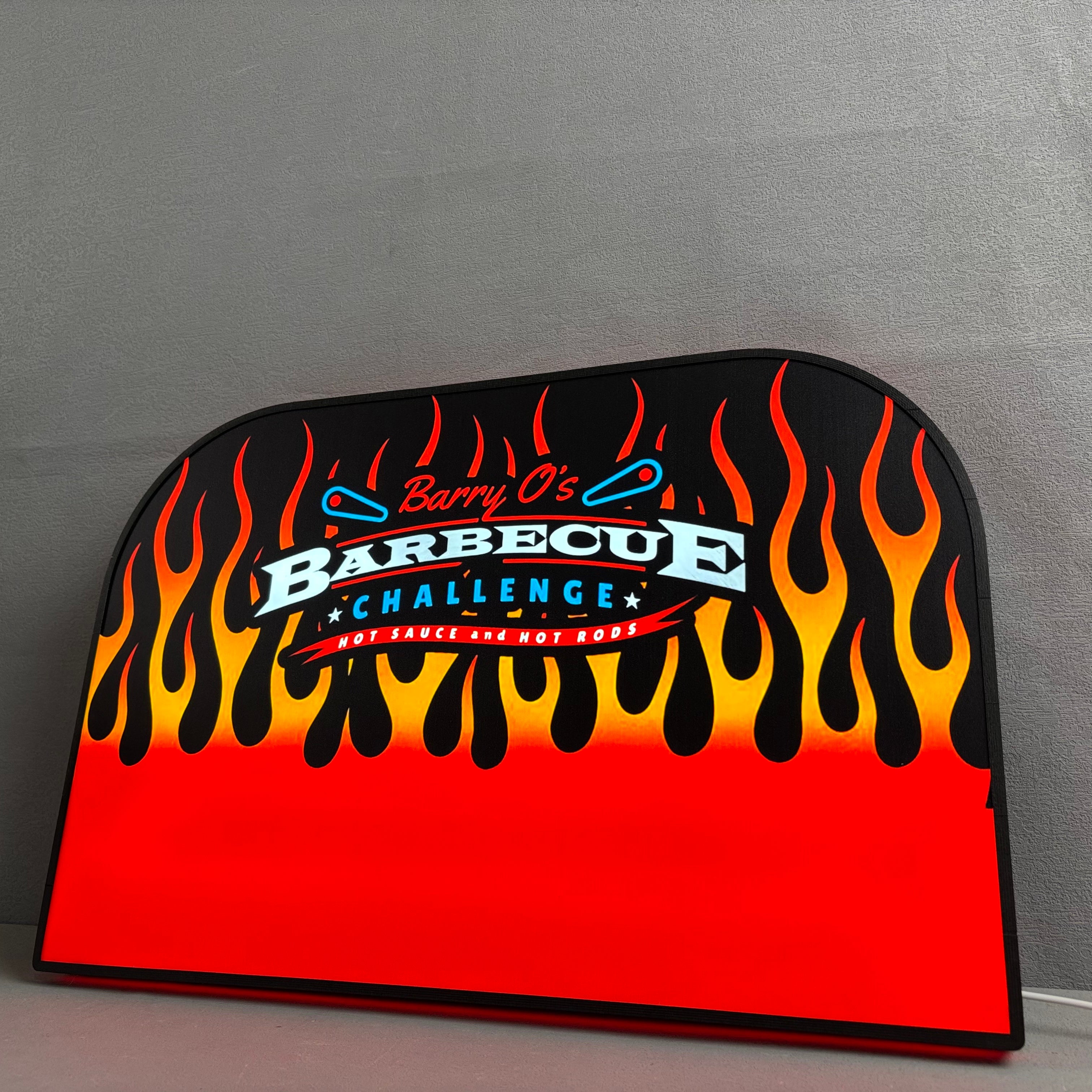 Barry O’s BBQ Challenge Pinball Logo Led lightbox for American Pinball Machine, 3D Printed Lightbox USB Powered & Full Dimmable